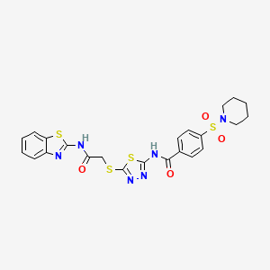 N-(5-((2-(benzo[d]thiazol-2-ylamino)-2-oxoethyl)thio)-1,3,4-thiadiazol-2-yl)-4-(piperidin-1-ylsulfonyl)benzamide