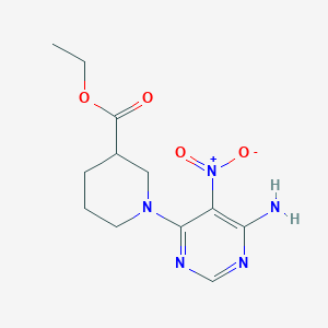 molecular formula C12H17N5O4 B2511851 Ethyl 1-(6-amino-5-nitropyrimidin-4-yl)piperidine-3-carboxylate CAS No. 450345-78-5