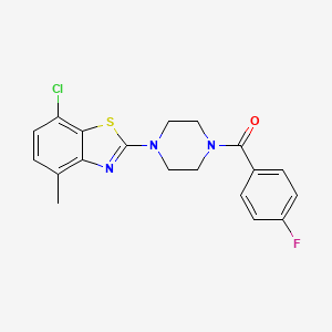 molecular formula C19H17ClFN3OS B2511856 (4-(7-Chloro-4-methylbenzo[d]thiazol-2-yl)piperazin-1-yl)(4-fluorophenyl)methanone CAS No. 897487-93-3