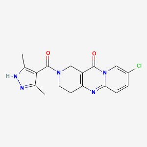 molecular formula C17H16ClN5O2 B2511857 13-chloro-5-(3,5-dimethyl-1H-pyrazole-4-carbonyl)-1,5,9-triazatricyclo[8.4.0.03,8]tetradeca-3(8),9,11,13-tetraen-2-one CAS No. 1902907-32-7