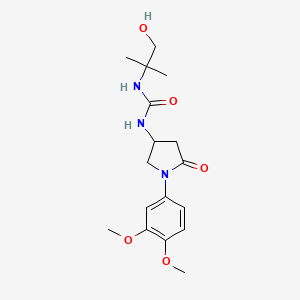 molecular formula C17H25N3O5 B2511874 1-(1-(3,4-Dimethoxyphenyl)-5-oxopyrrolidin-3-yl)-3-(1-hydroxy-2-methylpropan-2-yl)urea CAS No. 877641-39-9
