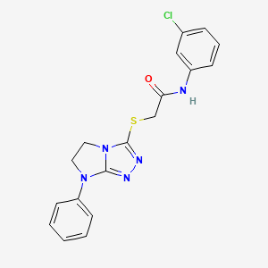 molecular formula C18H16ClN5OS B2511875 N-(3-chlorophenyl)-2-((7-phenyl-6,7-dihydro-5H-imidazo[2,1-c][1,2,4]triazol-3-yl)thio)acetamide CAS No. 923179-86-6