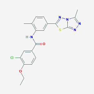 molecular formula C20H18ClN5O2S B251189 3-chloro-4-ethoxy-N-[2-methyl-5-(3-methyl[1,2,4]triazolo[3,4-b][1,3,4]thiadiazol-6-yl)phenyl]benzamide 