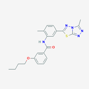 3-butoxy-N-[2-methyl-5-(3-methyl[1,2,4]triazolo[3,4-b][1,3,4]thiadiazol-6-yl)phenyl]benzamide