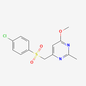 4-(((4-Chlorophenyl)sulfonyl)methyl)-6-methoxy-2-methylpyrimidine