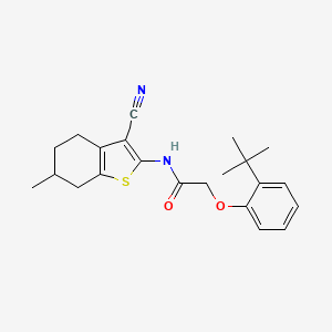 molecular formula C22H26N2O2S B2511916 2-(2-叔丁基苯氧基)-N-(3-氰基-6-甲基-4,5,6,7-四氢-1-苯并噻吩-2-基)乙酰胺 CAS No. 347366-76-1