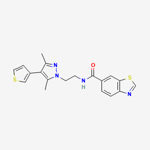 molecular formula C19H18N4OS2 B2511930 N-(2-(3,5-dimethyl-4-(thiophen-3-yl)-1H-pyrazol-1-yl)ethyl)benzo[d]thiazole-6-carboxamide CAS No. 2034555-89-8