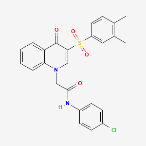 molecular formula C25H21ClN2O4S B2511940 N-(4-chlorophenyl)-2-[3-(3,4-dimethylphenyl)sulfonyl-4-oxoquinolin-1-yl]acetamide CAS No. 866812-31-9