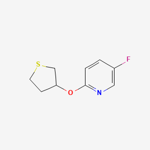 molecular formula C9H10FNOS B2511946 5-氟-2-(硫代环丙烷-3-氧基)吡啶 CAS No. 2175884-42-9