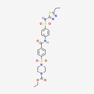 molecular formula C24H28N6O7S3 B2511950 4-((4-((4-(N-(5-乙基-1,3,4-噻二唑-2-基)磺酰胺基)苯基)氨基甲酰基)苯基)磺酰基)哌嗪-1-羧酸乙酯 CAS No. 899351-45-2