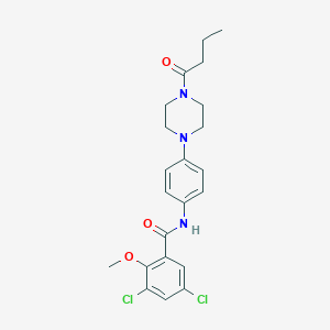 molecular formula C22H25Cl2N3O3 B251196 N-[4-(4-butanoylpiperazin-1-yl)phenyl]-3,5-dichloro-2-methoxybenzamide 