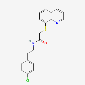 molecular formula C19H17ClN2OS B2511963 N-[2-(4-氯苯基)乙基]-2-(喹啉-8-基硫代)乙酰胺 CAS No. 436841-38-2