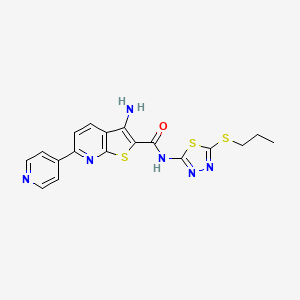 molecular formula C18H16N6OS3 B2511965 3-amino-N-(5-propylsulfanyl-1,3,4-thiadiazol-2-yl)-6-pyridin-4-ylthieno[2,3-b]pyridine-2-carboxamide CAS No. 445267-62-9