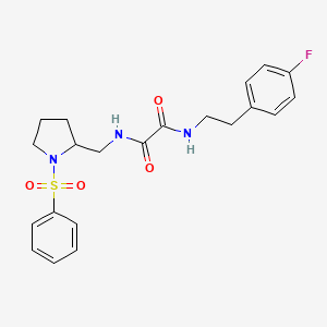 molecular formula C21H24FN3O4S B2511967 N1-(4-fluorophenethyl)-N2-((1-(phenylsulfonyl)pyrrolidin-2-yl)methyl)oxalamide CAS No. 896266-36-7
