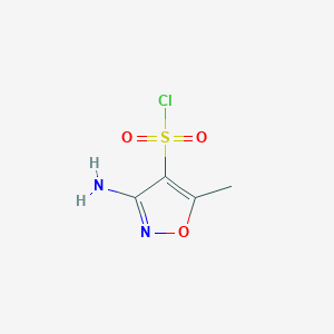 molecular formula C4H5ClN2O3S B2511973 3-Amino-5-methyl-1,2-oxazole-4-sulfonyl chloride CAS No. 1701865-36-2