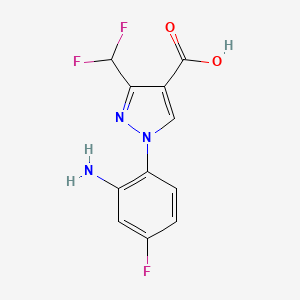 molecular formula C11H8F3N3O2 B2511974 1-(2-Amino-4-fluorophenyl)-3-(difluoromethyl)pyrazole-4-carboxylic acid CAS No. 1975118-26-3