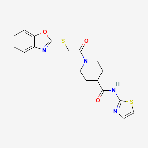 1-(2-(benzo[d]oxazol-2-ylthio)acetyl)-N-(thiazol-2-yl)piperidine-4-carboxamide