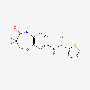 molecular formula C16H16N2O3S B2511988 N-(3,3-dimethyl-4-oxo-2,3,4,5-tetrahydrobenzo[b][1,4]oxazepin-8-yl)thiophene-2-carboxamide CAS No. 921584-10-3
