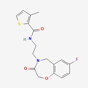 molecular formula C17H17FN2O3S B2511989 N-(2-(7-氟-3-氧代-2,3-二氢苯并[f][1,4]噁嗪-4(5H)-基)乙基)-3-甲硫代苯-2-甲酰胺 CAS No. 1903236-48-5