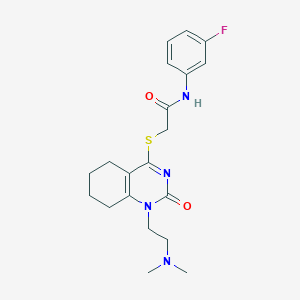 molecular formula C20H25FN4O2S B2511990 2-((1-(2-(dimethylamino)ethyl)-2-oxo-1,2,5,6,7,8-hexahydroquinazolin-4-yl)thio)-N-(3-fluorophenyl)acetamide CAS No. 941999-20-8