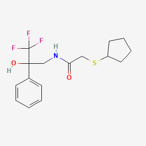 molecular formula C16H20F3NO2S B2512001 2-(cyclopentylthio)-N-(3,3,3-trifluoro-2-hydroxy-2-phenylpropyl)acetamide CAS No. 1448063-07-7