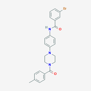 molecular formula C25H24BrN3O2 B251201 3-bromo-N-{4-[4-(4-methylbenzoyl)-1-piperazinyl]phenyl}benzamide 