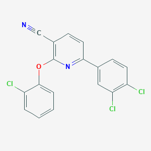 molecular formula C18H9Cl3N2O B2512010 2-(2-Chlorophenoxy)-6-(3,4-dichlorophenyl)pyridine-3-carbonitrile CAS No. 252059-68-0