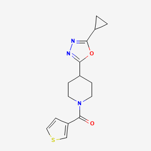 molecular formula C15H17N3O2S B2512012 (4-(5-Cyclopropyl-1,3,4-oxadiazol-2-yl)piperidin-1-yl)(thiophen-3-yl)methanone CAS No. 1211079-74-1