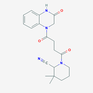 3,3-Dimethyl-1-[4-oxo-4-(3-oxo-2,4-dihydroquinoxalin-1-yl)butanoyl]piperidine-2-carbonitrile