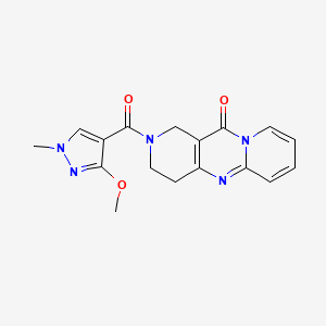 molecular formula C17H17N5O3 B2512023 2-(3-methoxy-1-methyl-1H-pyrazole-4-carbonyl)-3,4-dihydro-1H-dipyrido[1,2-a:4',3'-d]pyrimidin-11(2H)-one CAS No. 2034412-68-3