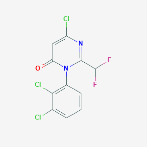 molecular formula C11H5Cl3F2N2O B2512025 6-Chloro-3-(2,3-dichlorophenyl)-2-(difluoromethyl)pyrimidin-4-one CAS No. 2497763-63-8