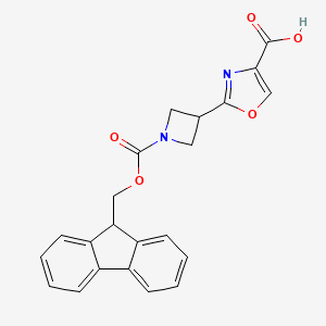 molecular formula C22H18N2O5 B2512030 2-[1-(9H-Fluoren-9-ylmethoxycarbonyl)azetidin-3-yl]-1,3-oxazole-4-carboxylic acid CAS No. 2172042-24-7