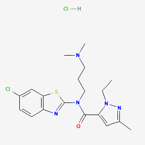 molecular formula C19H25Cl2N5OS B2512032 盐酸N-(6-氯苯并[d]噻唑-2-基)-N-(3-(二甲氨基)丙基)-1-乙基-3-甲基-1H-吡唑-5-甲酰胺 CAS No. 1331148-39-0