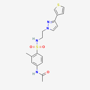 molecular formula C18H20N4O3S2 B2512044 N-(3-methyl-4-(N-(2-(3-(thiophen-3-yl)-1H-pyrazol-1-yl)ethyl)sulfamoyl)phenyl)acetamide CAS No. 2034283-64-0