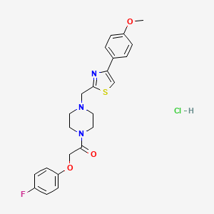 molecular formula C23H25ClFN3O3S B2512053 2-(4-Fluorophenoxy)-1-(4-((4-(4-methoxyphenyl)thiazol-2-yl)methyl)piperazin-1-yl)ethanone hydrochloride CAS No. 1216812-52-0