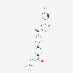 molecular formula C27H28N4O3S B251206 4-methoxy-N-[(4-{4-[(4-methylphenyl)carbonyl]piperazin-1-yl}phenyl)carbamothioyl]benzamide 