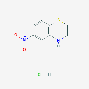 molecular formula C8H9ClN2O2S B2512067 6-硝基-3,4-二氢-2H-1,4-苯并噻嗪；盐酸盐 CAS No. 2551115-56-9