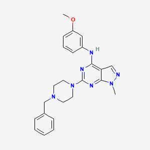 molecular formula C24H27N7O B2512068 6-(4-苄基哌嗪-1-基)-N-(3-甲氧基苯基)-1-甲基-1H-吡唑并[3,4-d]嘧啶-4-胺 CAS No. 878064-00-7