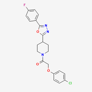 molecular formula C21H19ClFN3O3 B2512069 2-(4-Chlorophenoxy)-1-(4-(5-(4-fluorophenyl)-1,3,4-oxadiazol-2-yl)piperidin-1-yl)ethanone CAS No. 1209224-50-9