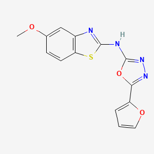 molecular formula C14H10N4O3S B2512071 5-(furan-2-yl)-N-(5-methoxybenzo[d]thiazol-2-yl)-1,3,4-oxadiazol-2-amine CAS No. 878061-44-0