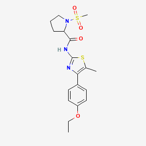 molecular formula C18H23N3O4S2 B2512078 N-(4-(4-乙氧基苯基)-5-甲基噻唑-2-基)-1-(甲磺酰基)吡咯烷-2-甲酰胺 CAS No. 1219172-55-0