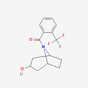 molecular formula C15H16F3NO2 B2512088 (3-Hydroxy-8-azabicyclo[3.2.1]octan-8-yl)-[2-(trifluoromethyl)phenyl]methanone CAS No. 1492511-83-7