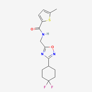 molecular formula C15H17F2N3O2S B2512089 N-((3-(4,4-difluorocyclohexyl)-1,2,4-oxadiazol-5-yl)methyl)-5-methylthiophene-2-carboxamide CAS No. 2034306-33-5