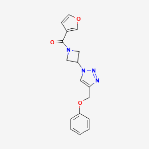 molecular formula C17H16N4O3 B2512095 furan-3-yl(3-(4-(phenoxymethyl)-1H-1,2,3-triazol-1-yl)azetidin-1-yl)methanone CAS No. 2034340-97-9