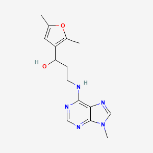 molecular formula C15H19N5O2 B2512097 1-(2,5-Dimethylfuran-3-yl)-3-[(9-methylpurin-6-yl)amino]propan-1-ol CAS No. 2380061-39-0