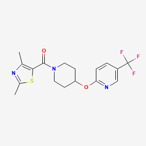 molecular formula C17H18F3N3O2S B2512100 （2,4-二甲基噻唑-5-基）（4-（（5-（三氟甲基）吡啶-2-基）氧基）哌啶-1-基）甲苯酮 CAS No. 1421473-70-2
