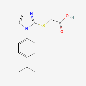 molecular formula C14H16N2O2S B2512102 2-({1-[4-(propan-2-yl)phenyl]-1H-imidazol-2-yl}sulfanyl)acetic acid CAS No. 851721-97-6