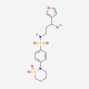 molecular formula C17H22N2O6S2 B2512110 4-(1,1-dioxido-1,2-thiazinan-2-yl)-N-(3-(furan-3-yl)-3-hydroxypropyl)benzenesulfonamide CAS No. 1428347-67-4