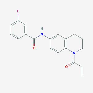 molecular formula C19H19FN2O2 B2512111 3-fluoro-N-(1-propionyl-1,2,3,4-tetrahydroquinolin-6-yl)benzamide CAS No. 954081-57-3
