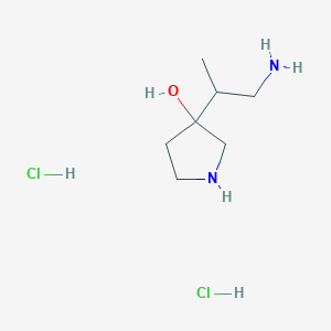 molecular formula C7H18Cl2N2O B2512135 3-(1-Aminopropan-2-yl)pyrrolidin-3-ol;dihydrochloride CAS No. 2470440-51-6